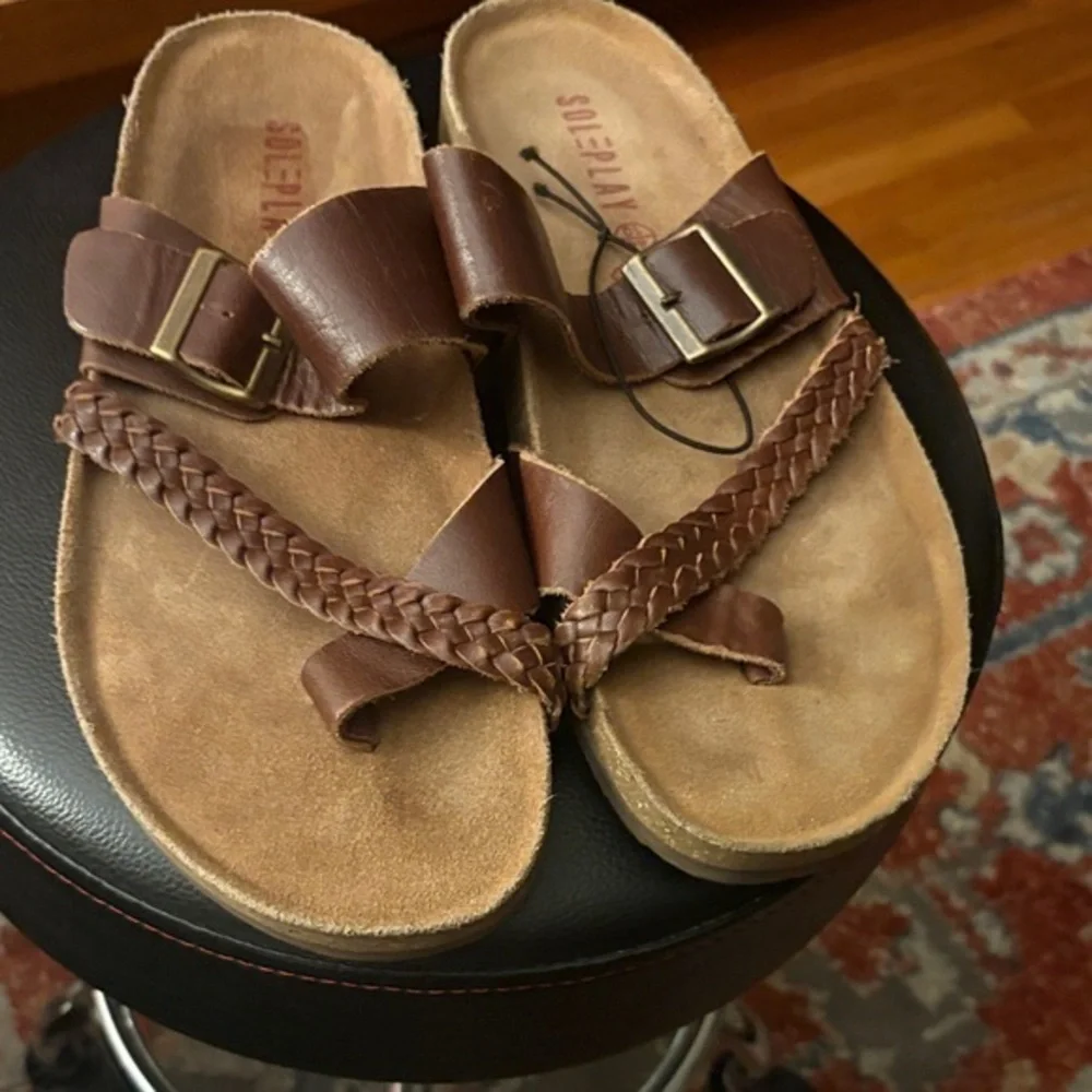 SOLEPLAY brown leather men’s stylish Sandals with braided strap, made in India